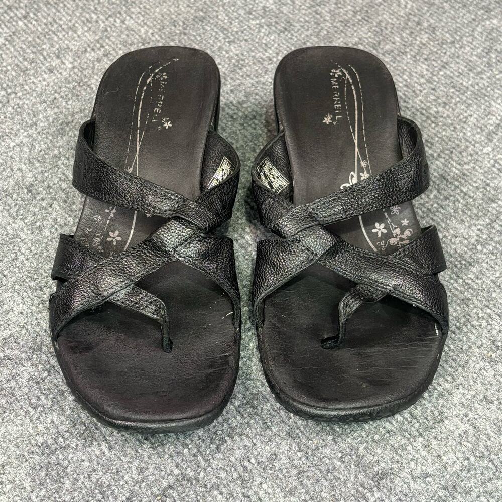 Merrell Sandals Women’s 6 Sundial Cross Slip On Strappy Gorpcore Wedge Black - Picture 2 of 8